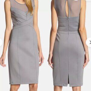 Jessica Simpson Storm Front Gray Paneled Bodice Stretch Scuba Dress